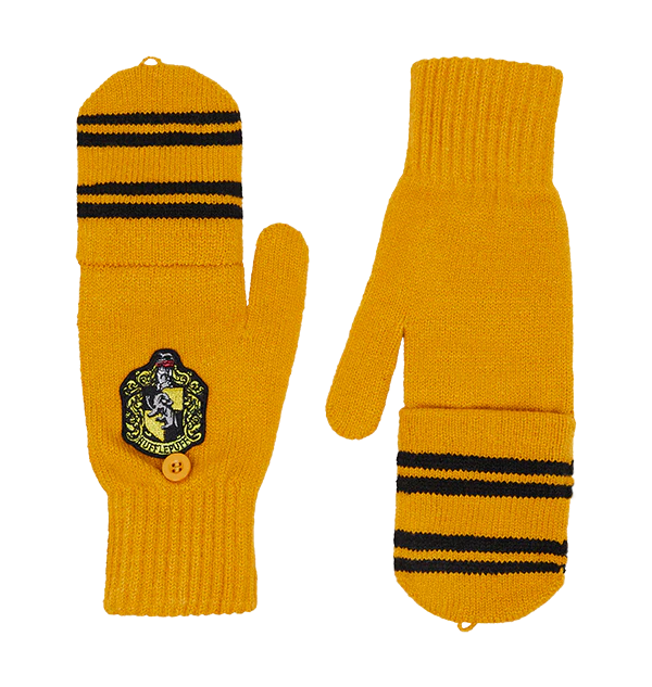 Hufflepuff Knitted Mitten Capped Gloves - Image 3